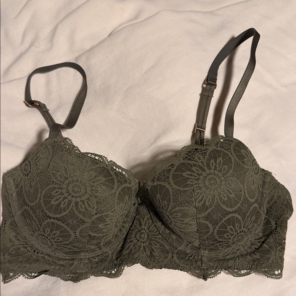 Aerie Lace Underwire Bra in Dark Green